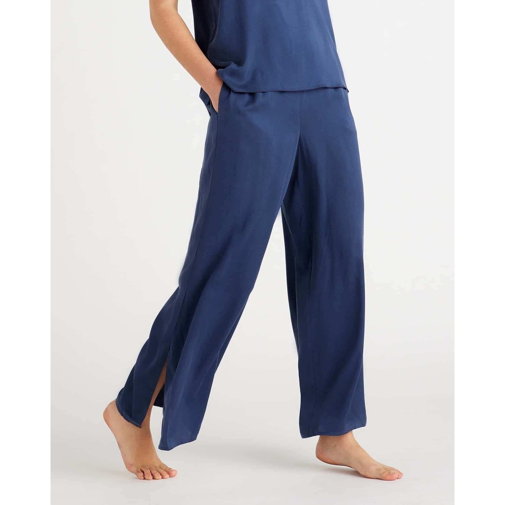 Quince 100% Washable Silk Pajama Pants Women's Large Indigo Blue Loungewear